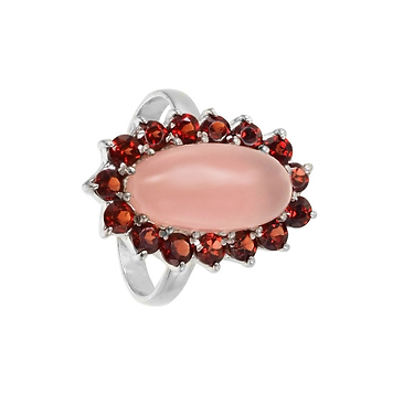 серебряное кольцо с розовым кварцем