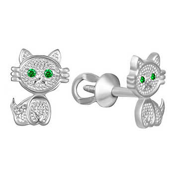 серьги гвоздики котёнок