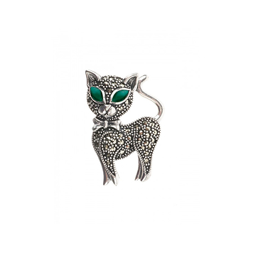 Серебряная брошь "кошка"