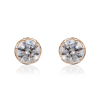 Золотые серьги пусеты "лотос" с фианитом swarovski